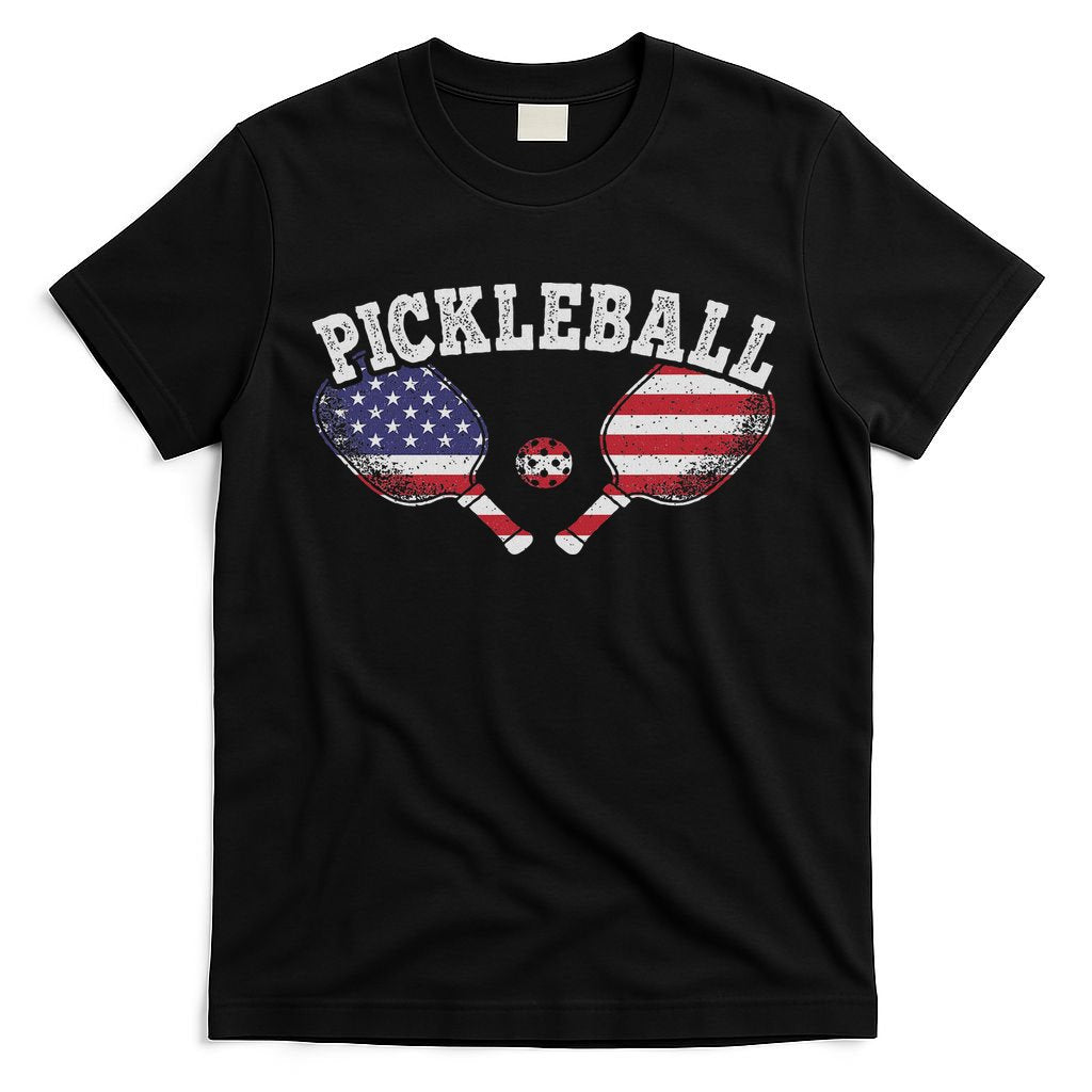 Us Flag Pickleball Player Vintage Pickle Ball Lover T-Shirt