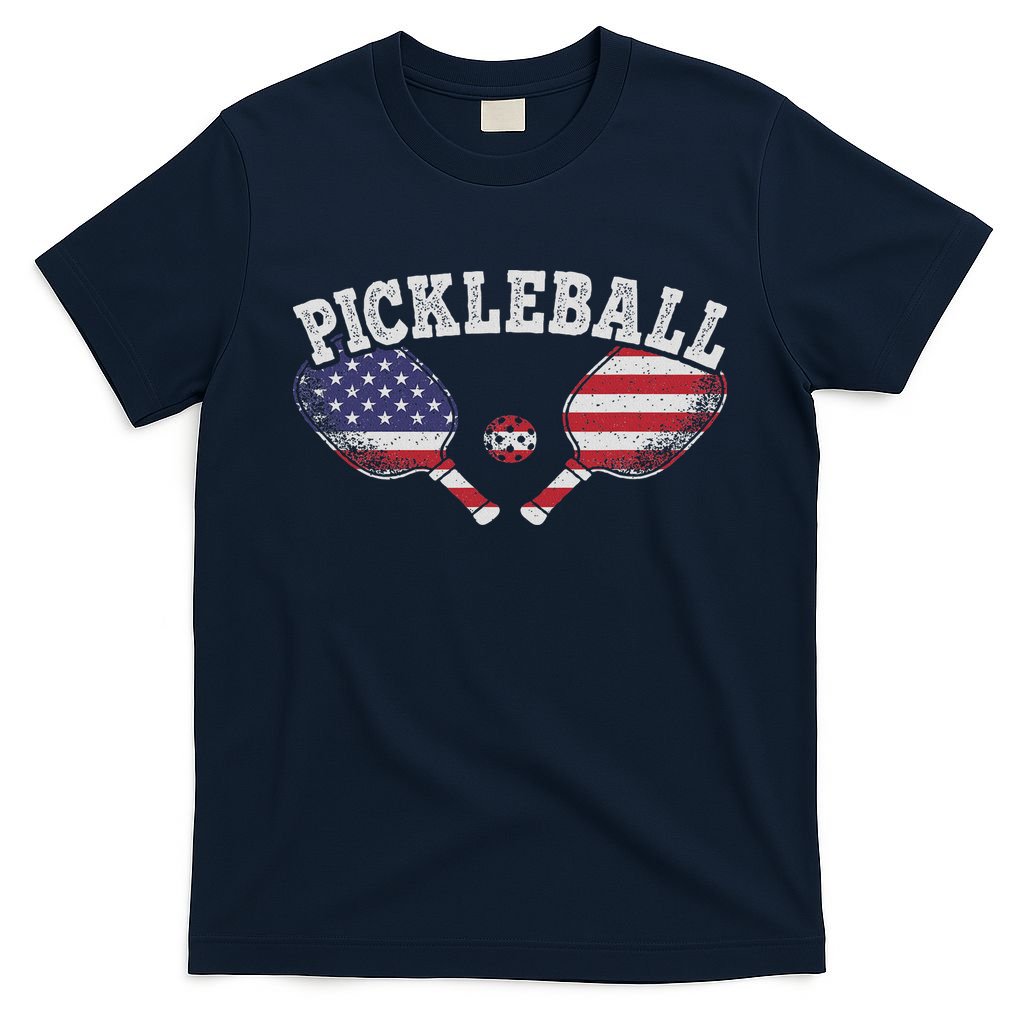 Us Flag Pickleball Player Vintage Pickle Ball Lover T-Shirt