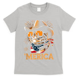 Usa Merica Cat 4th Of July Funny Patriotic T-Shirt