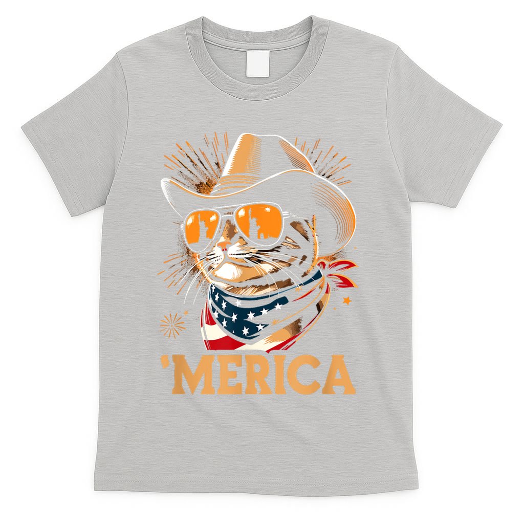 Usa Merica Cat 4th Of July Funny Patriotic T-Shirt