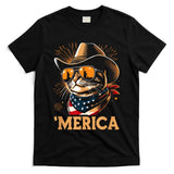 Usa Merica Cat 4th Of July Funny Patriotic T-Shirt