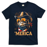 Usa Merica Cat 4th Of July Funny Patriotic T-Shirt