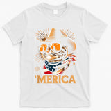 Usa Merica Cat 4th Of July Funny Patriotic T-Shirt