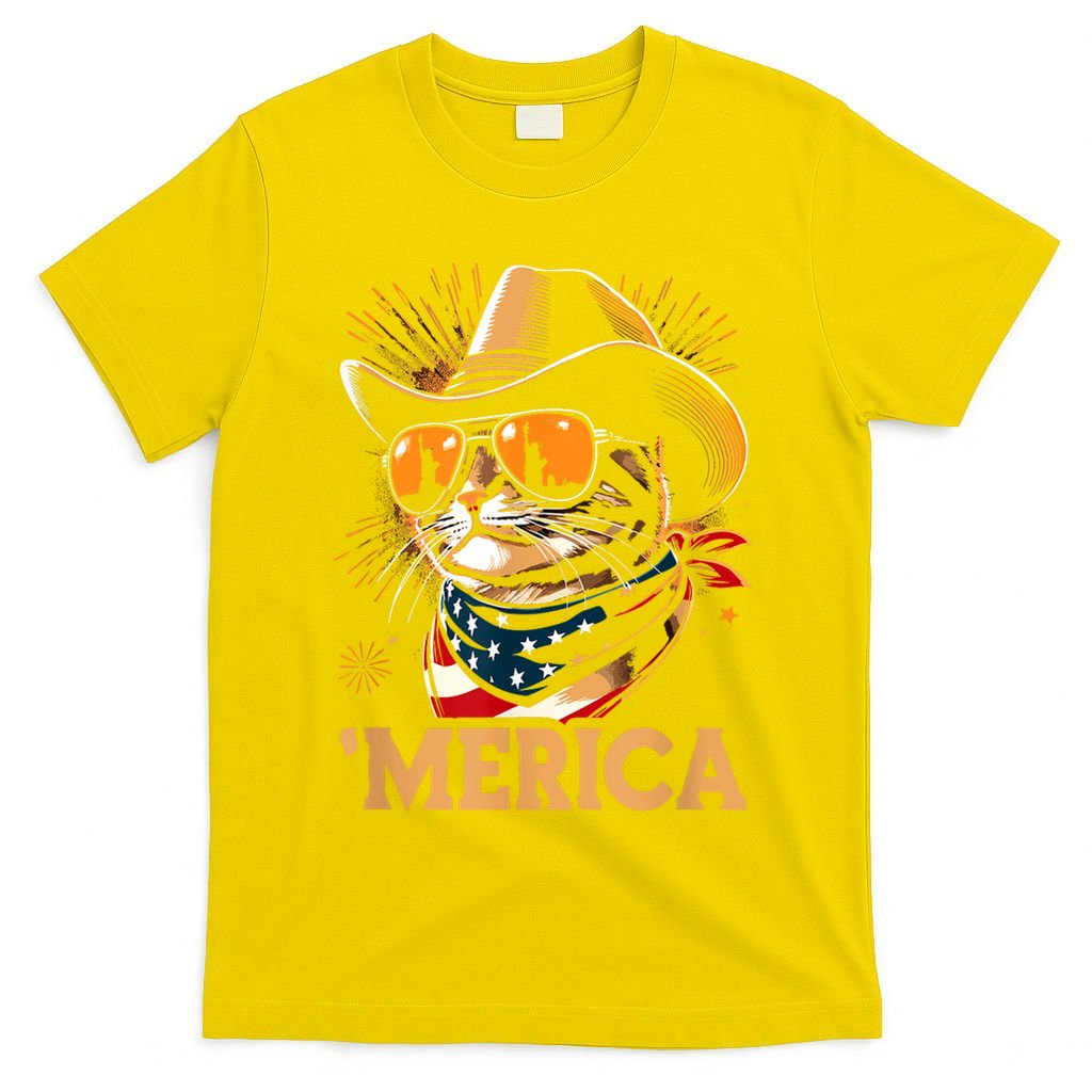 Usa Merica Cat 4th Of July Funny Patriotic T-Shirt