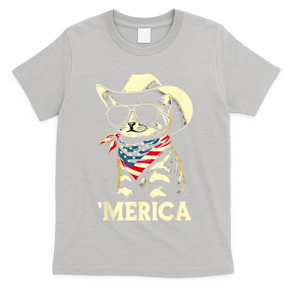 Usa Merica Cat 4th Of July Funny Patriotic T-Shirt