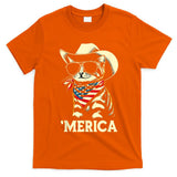 Usa Merica Cat 4th Of July Funny Patriotic T-Shirt