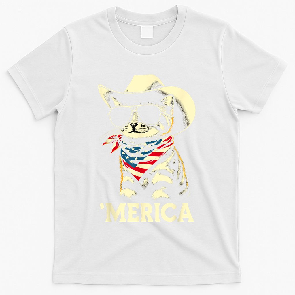 Usa Merica Cat 4th Of July Funny Patriotic T-Shirt