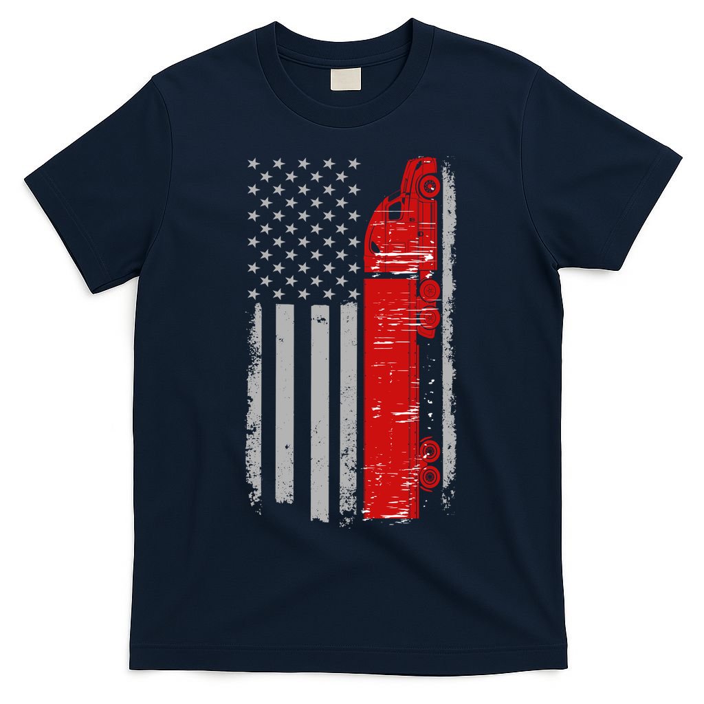 US Truck Driver USA Flag T-Shirt