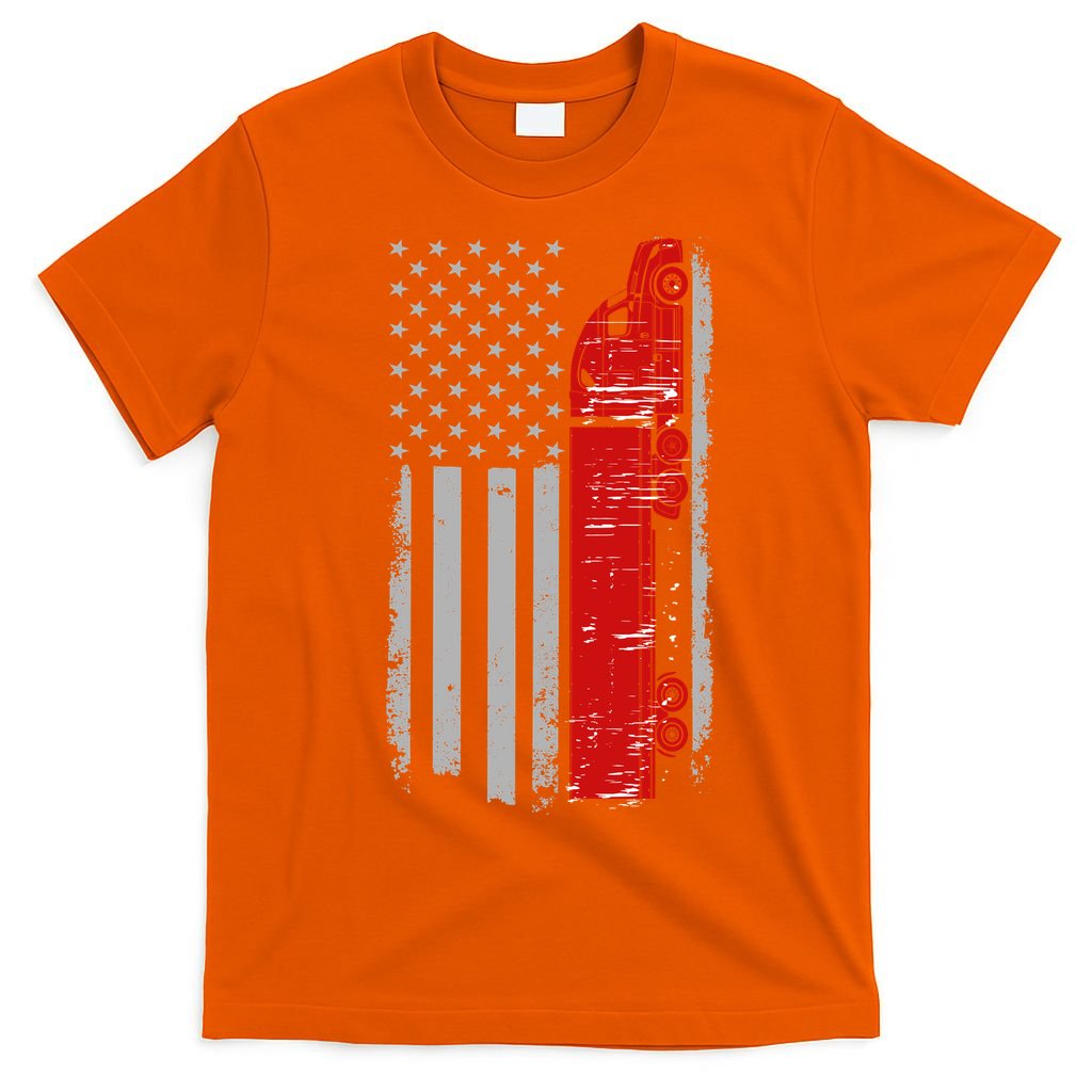 US Truck Driver USA Flag T-Shirt