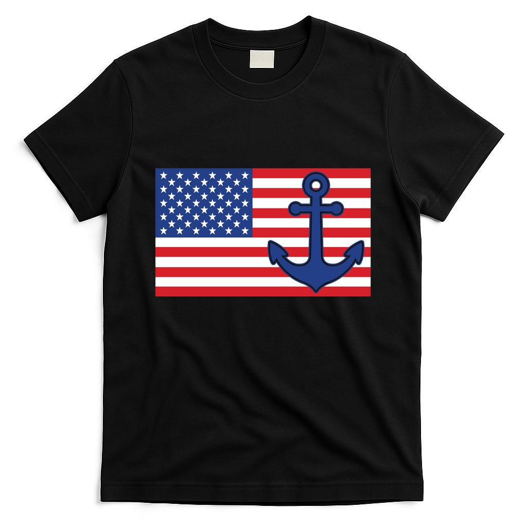 USA American Nautical Anchor Flag T-Shirt