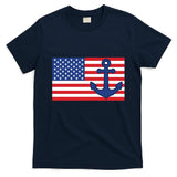 USA American Nautical Anchor Flag T-Shirt