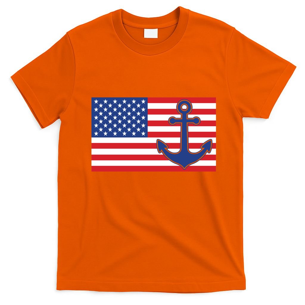 USA American Nautical Anchor Flag T-Shirt