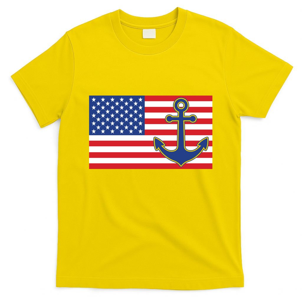 USA American Nautical Anchor Flag T-Shirt