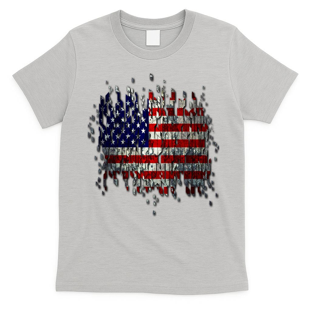 USA American Ripped Torn Flag T-Shirt