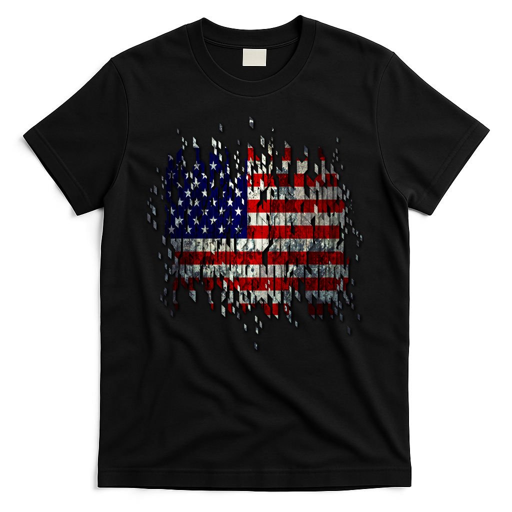 USA American Ripped Torn Flag T-Shirt