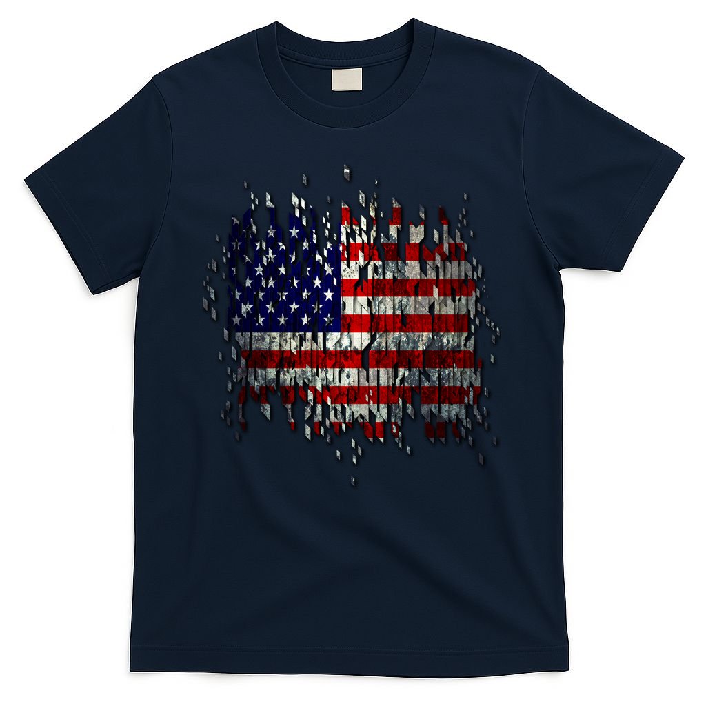 USA American Ripped Torn Flag T-Shirt