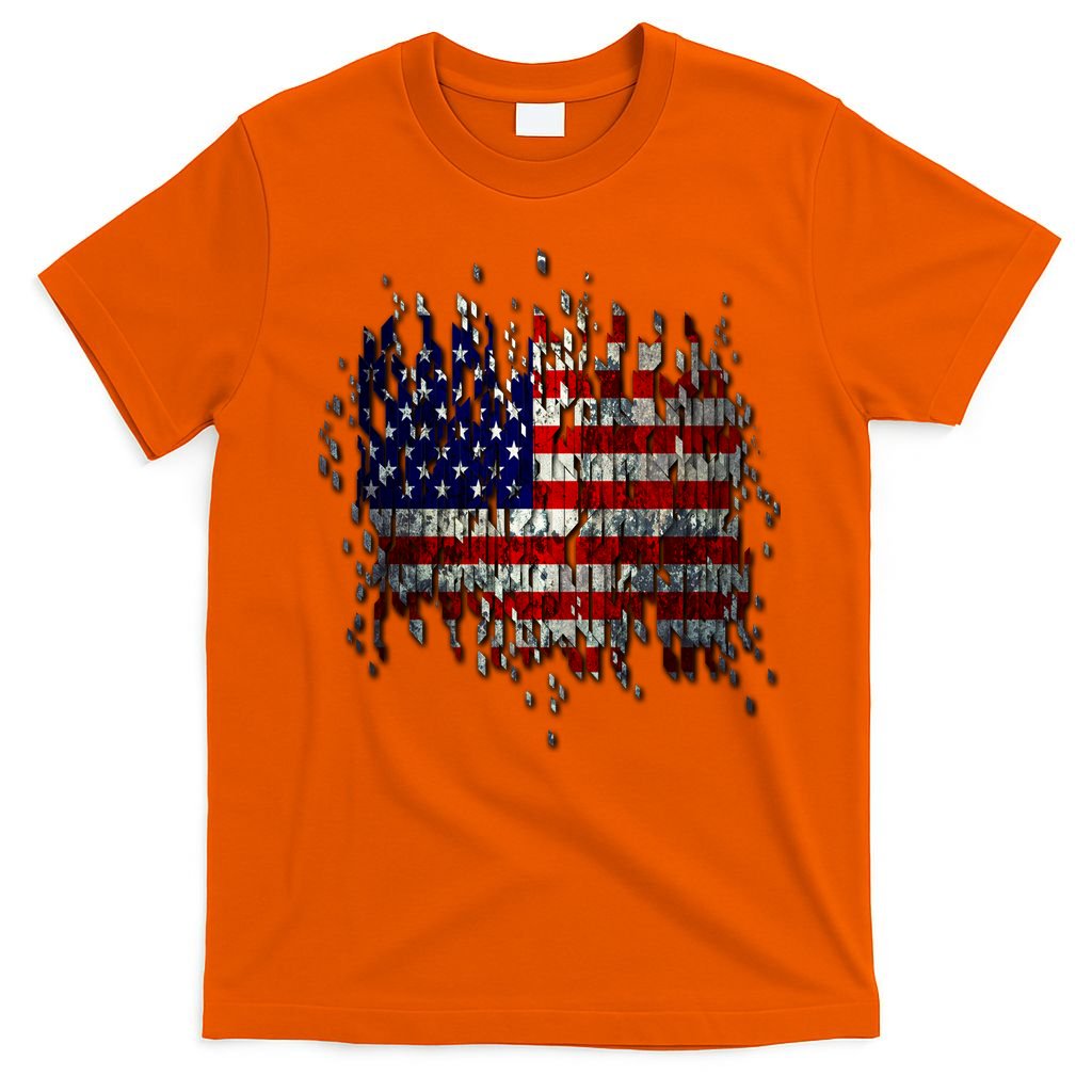 USA American Ripped Torn Flag T-Shirt