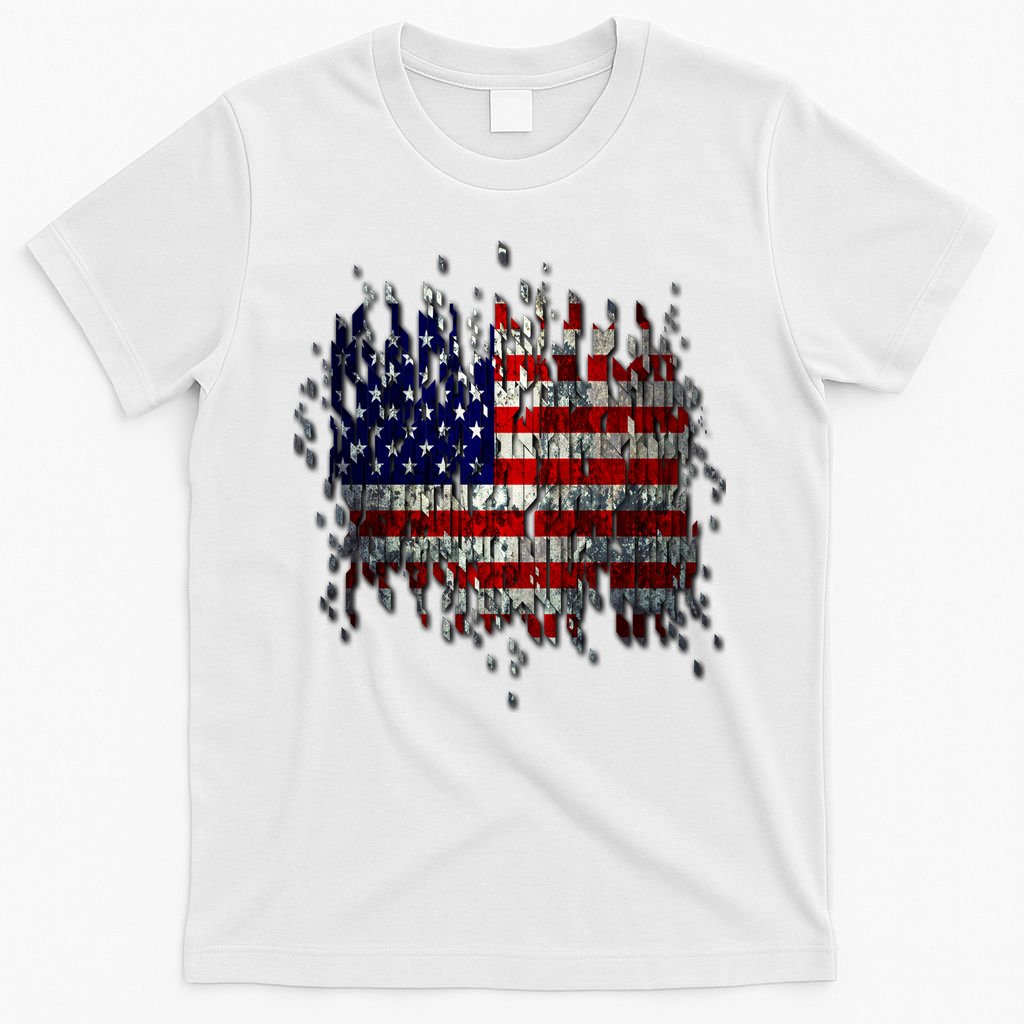 USA American Ripped Torn Flag T-Shirt