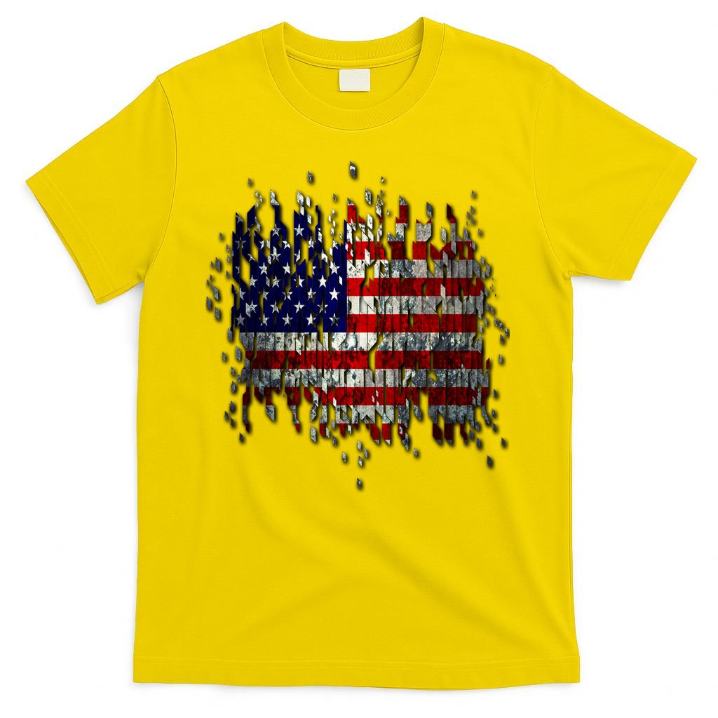 USA American Ripped Torn Flag T-Shirt