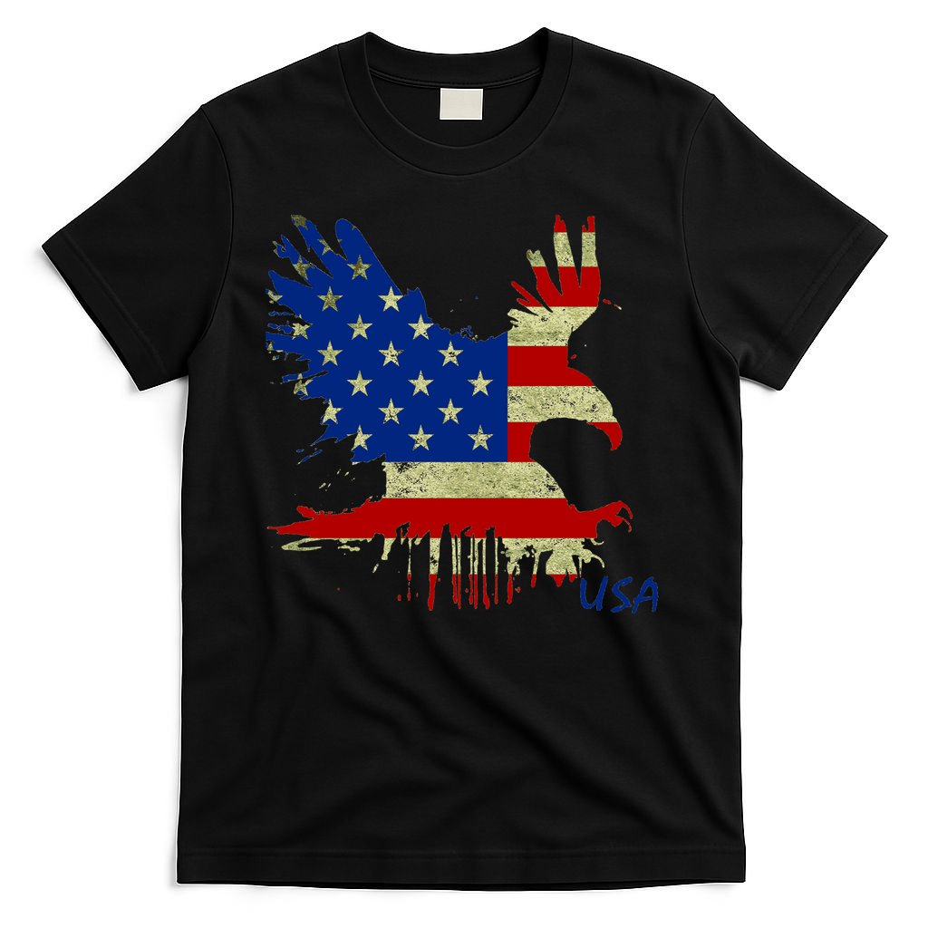 USA Bald Eagle Flag Drip 4th of July T-Shirt