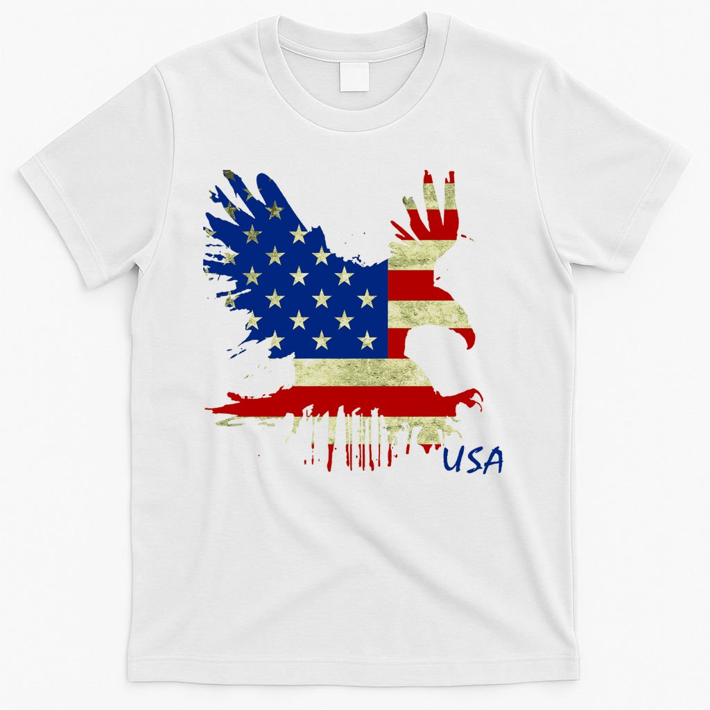 USA Bald Eagle Flag Drip 4th of July T-Shirt