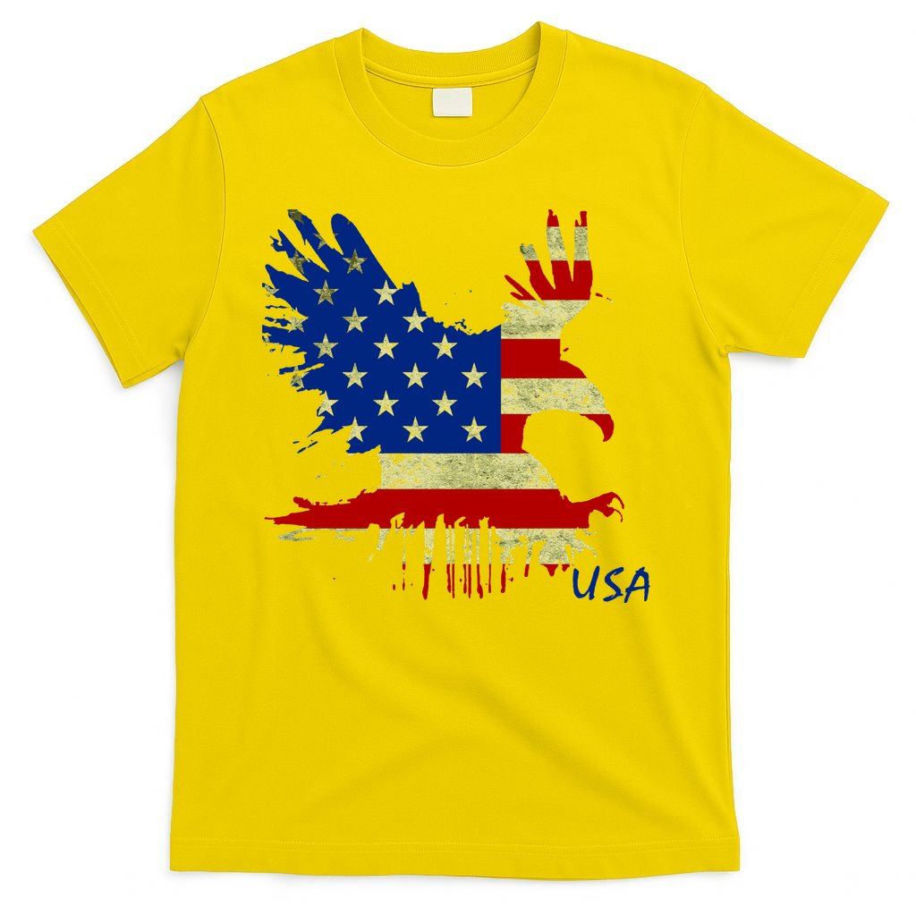 USA Bald Eagle Flag Drip 4th of July T-Shirt