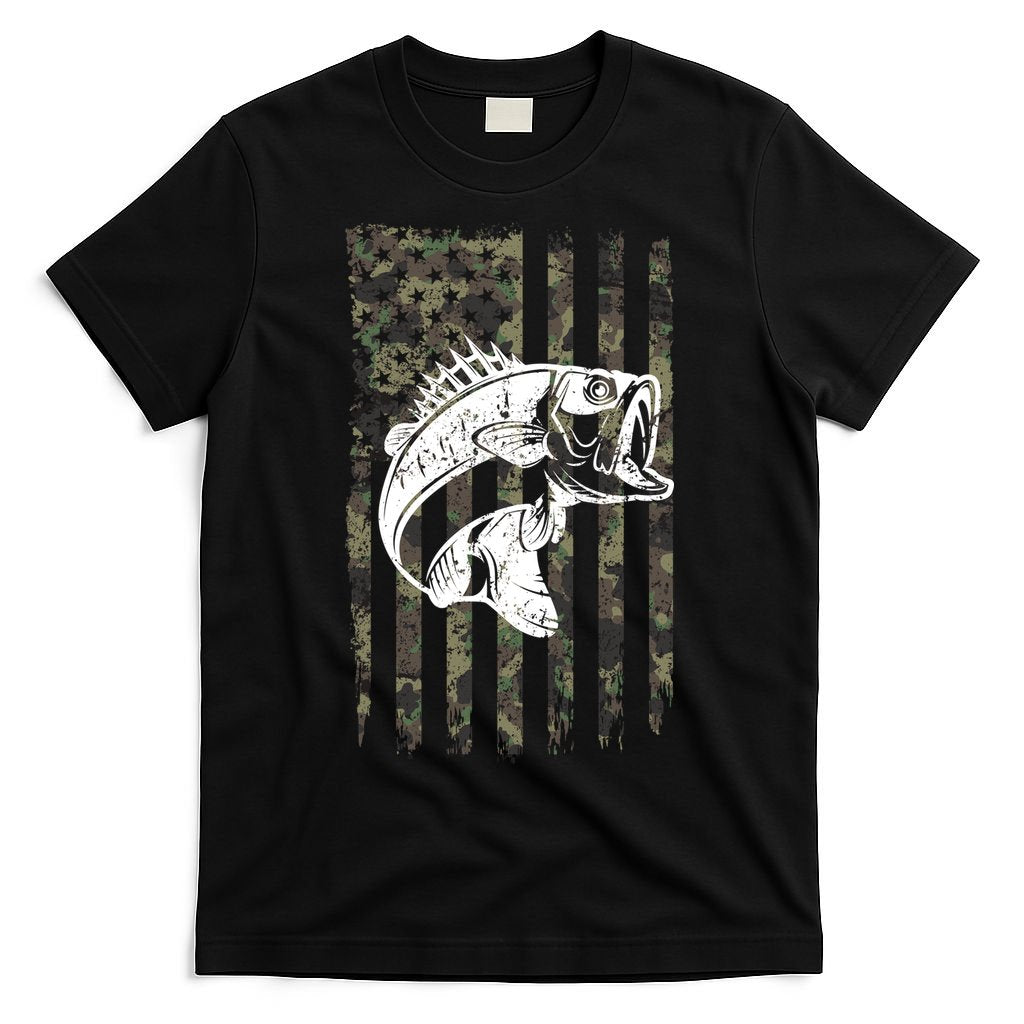 USA Flag Camo Camouflage Fish T-Shirt