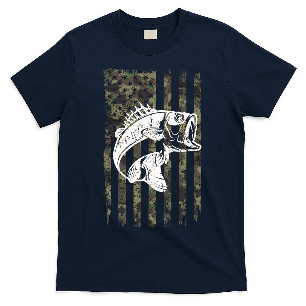 USA Flag Camo Camouflage Fish T-Shirt