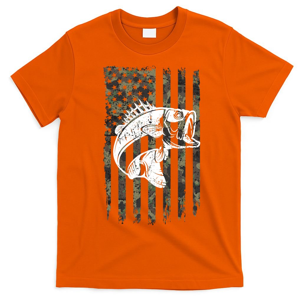USA Flag Camo Camouflage Fish T-Shirt