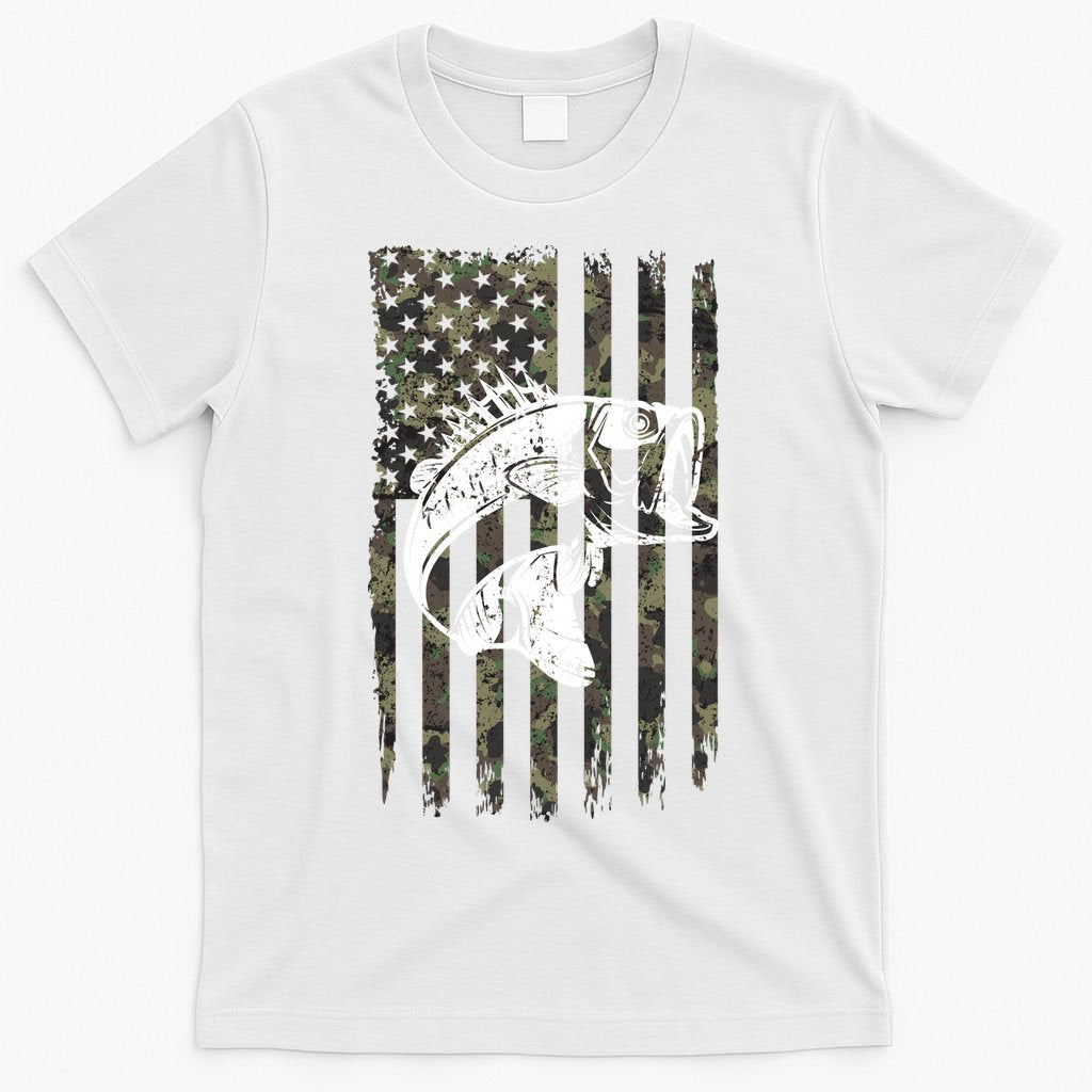 USA Flag Camo Camouflage Fish T-Shirt