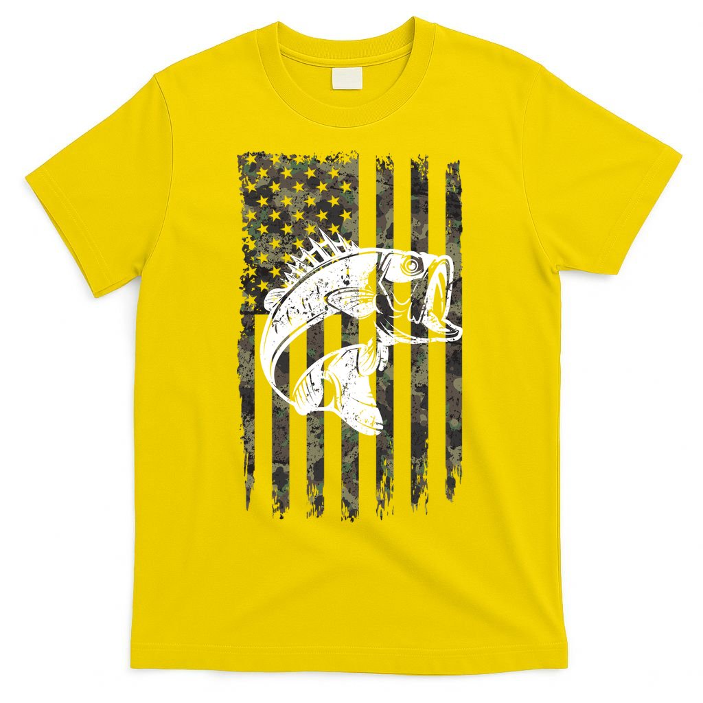 USA Flag Camo Camouflage Fish T-Shirt
