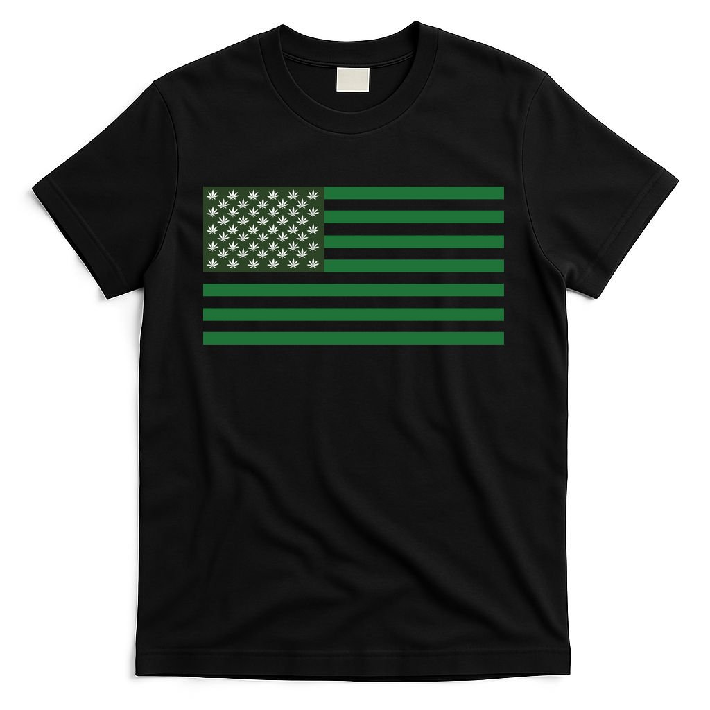 USA Flag Marijuana Cannabis Weed Styled T-Shirt