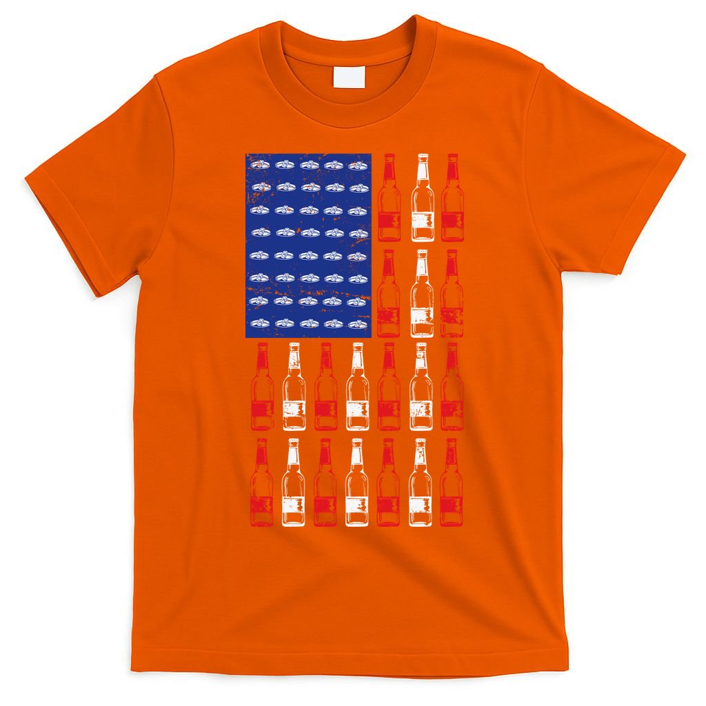USA Patriotic Beer Bottle American Flag T-Shirt