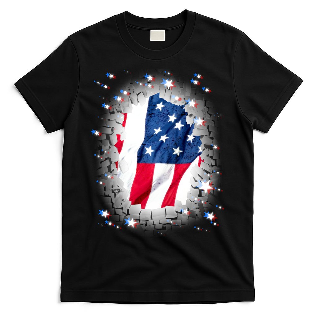 USA Torn Star American Flag T-Shirt