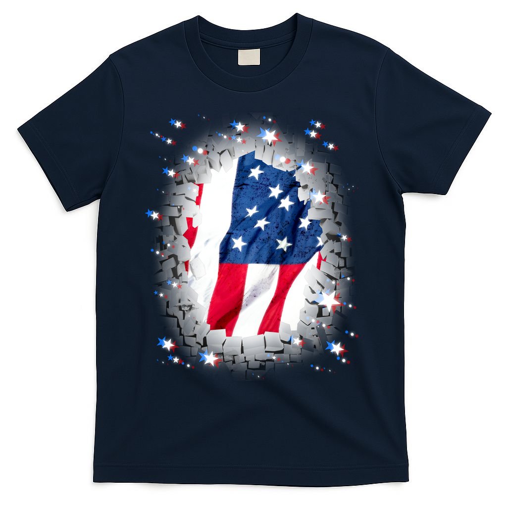 USA Torn Star American Flag T-Shirt