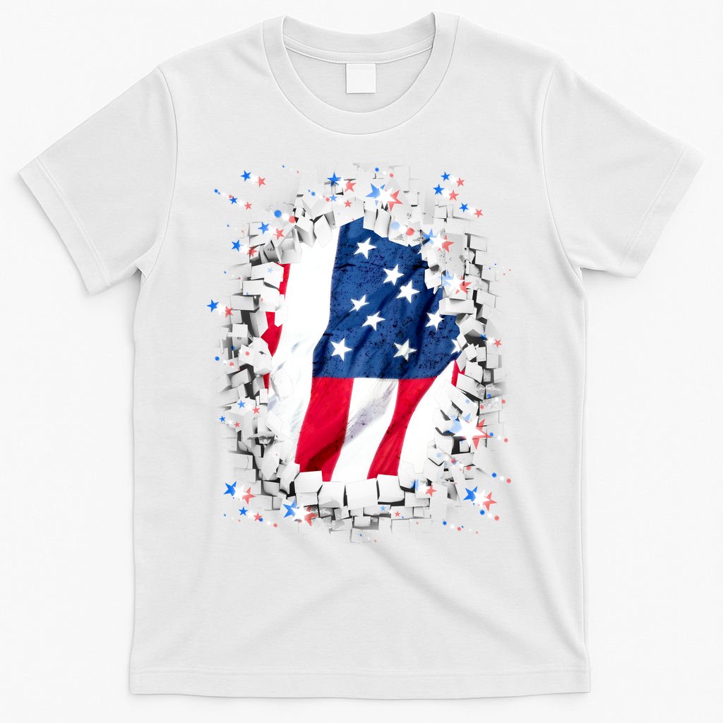 USA Torn Star American Flag T-Shirt