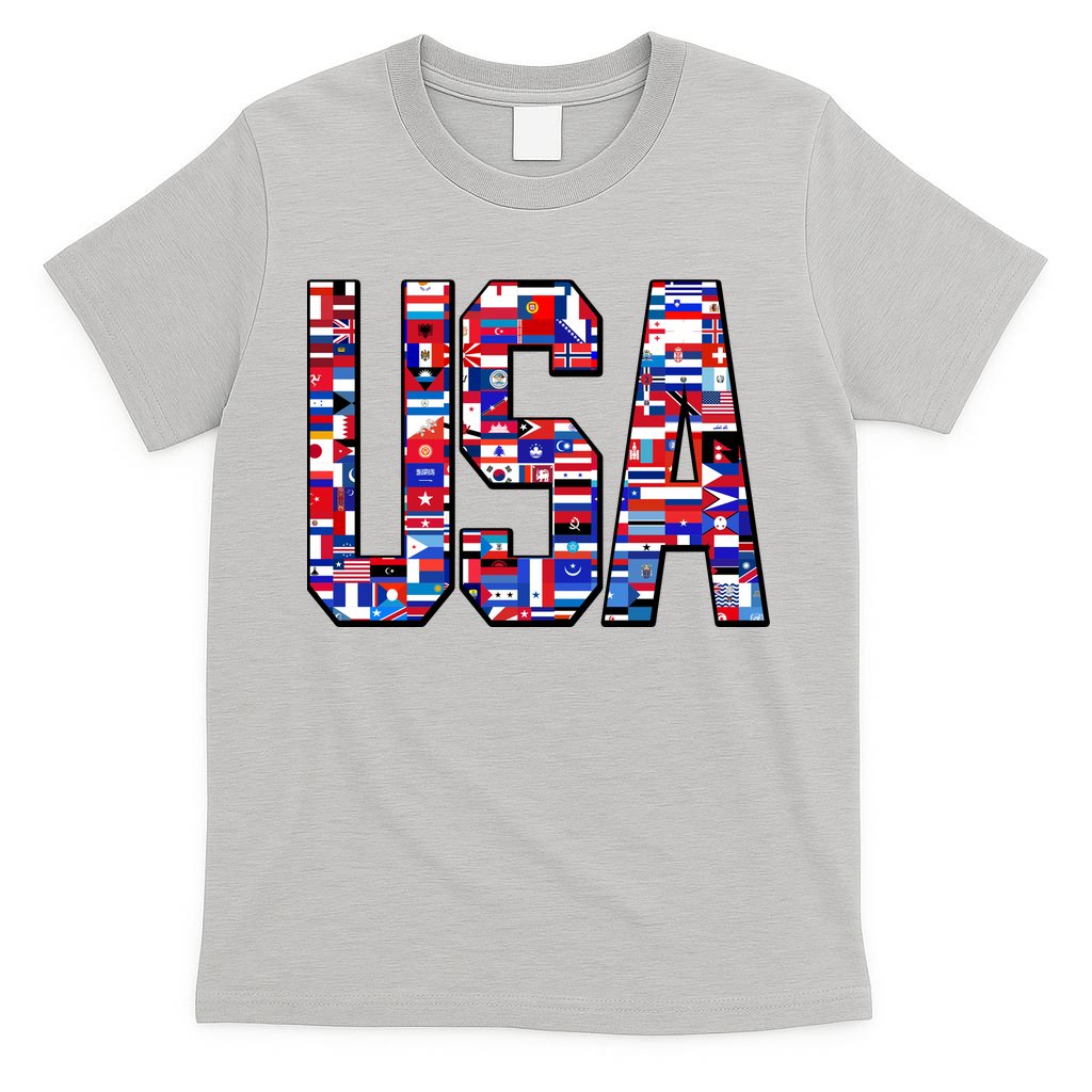 USA World Flags Pattern T-Shirt