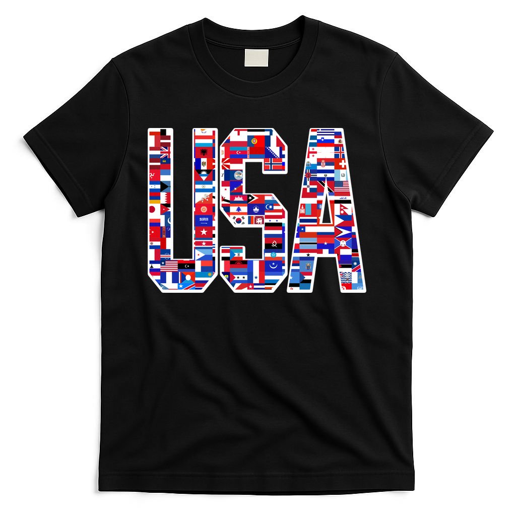 USA World Flags Pattern T-Shirt