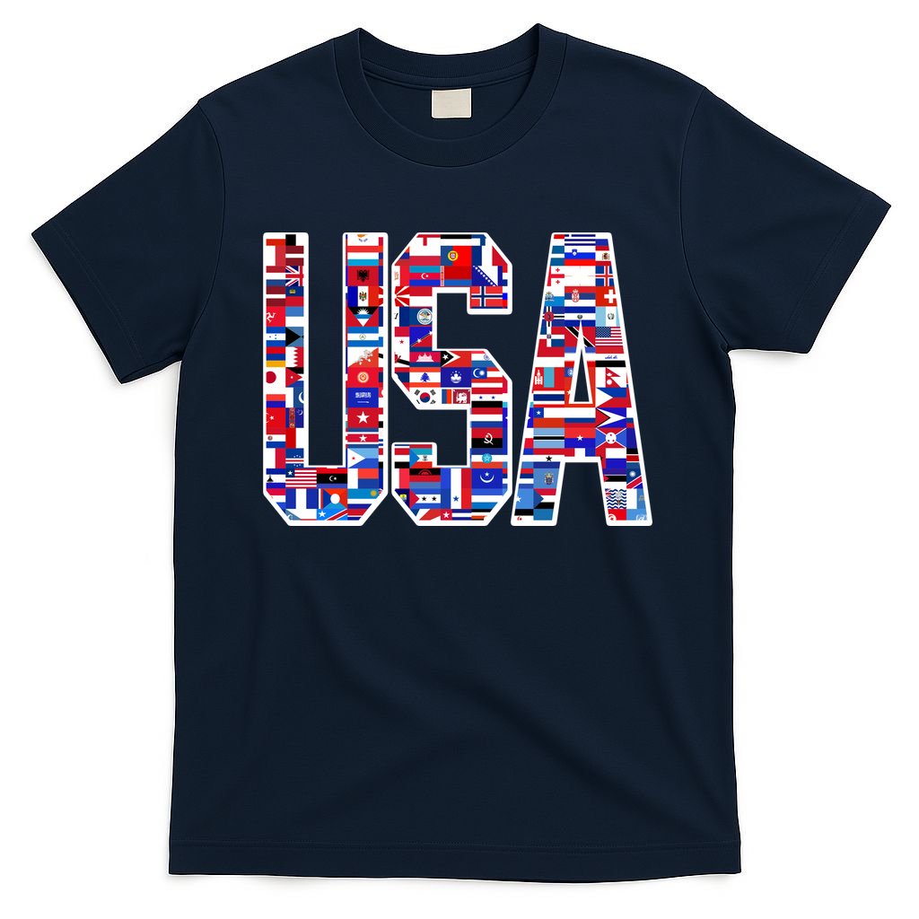 USA World Flags Pattern T-Shirt