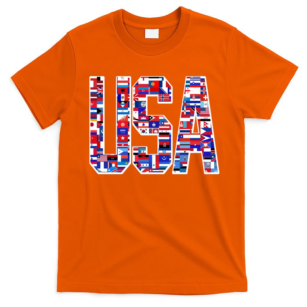 USA World Flags Pattern T-Shirt