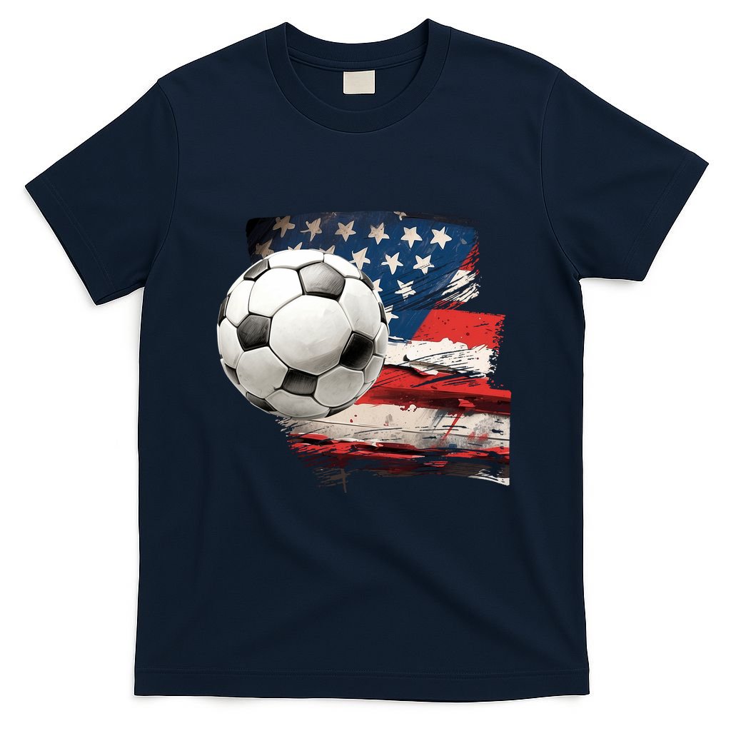 Usa Soccer Ball And Flag T-Shirt