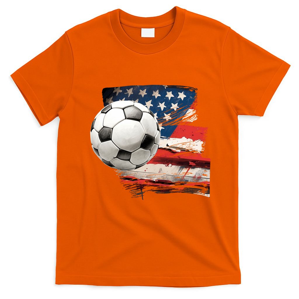 Usa Soccer Ball And Flag T-Shirt