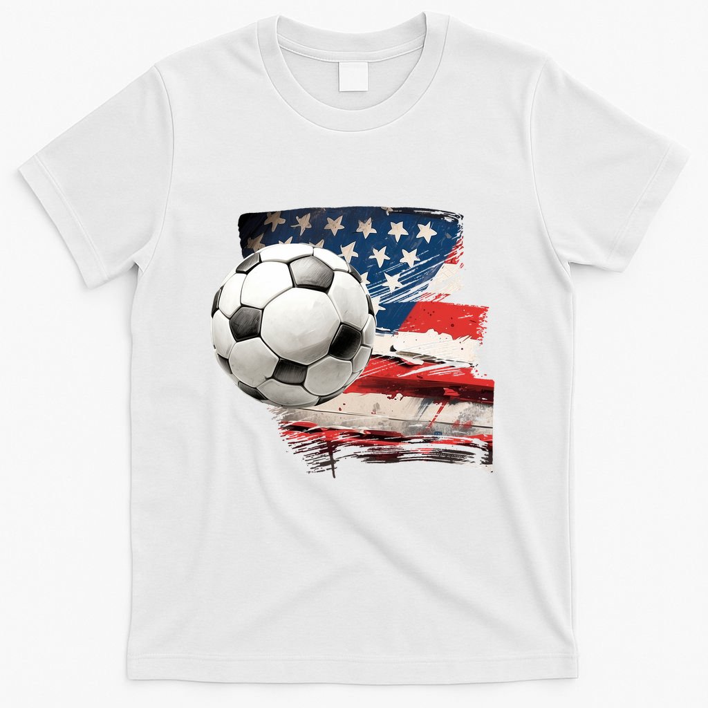 Usa Soccer Ball And Flag T-Shirt