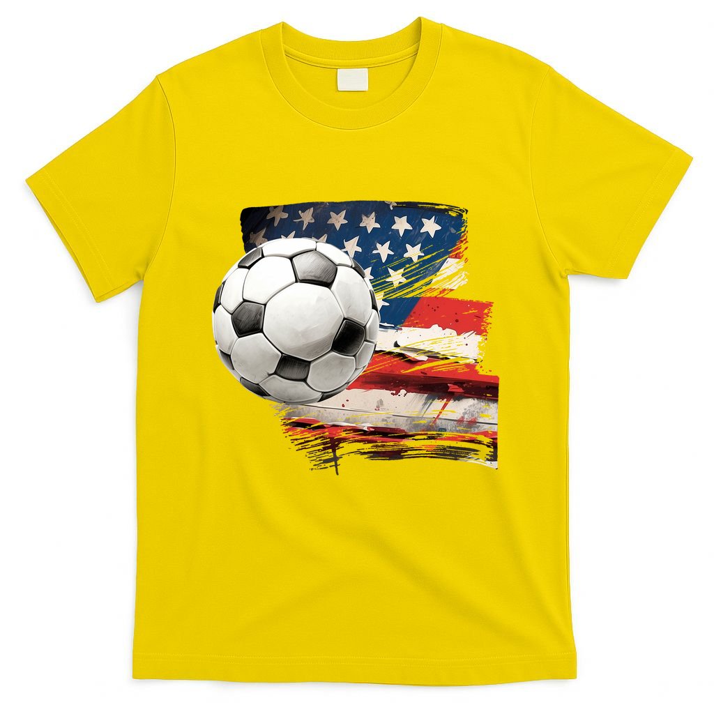 Usa Soccer Ball And Flag T-Shirt