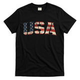 Usa Text Flag American Flag Patriotic 4th Of July T-Shirt