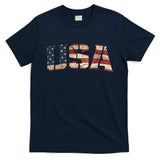 Usa Text Flag American Flag Patriotic 4th Of July T-Shirt