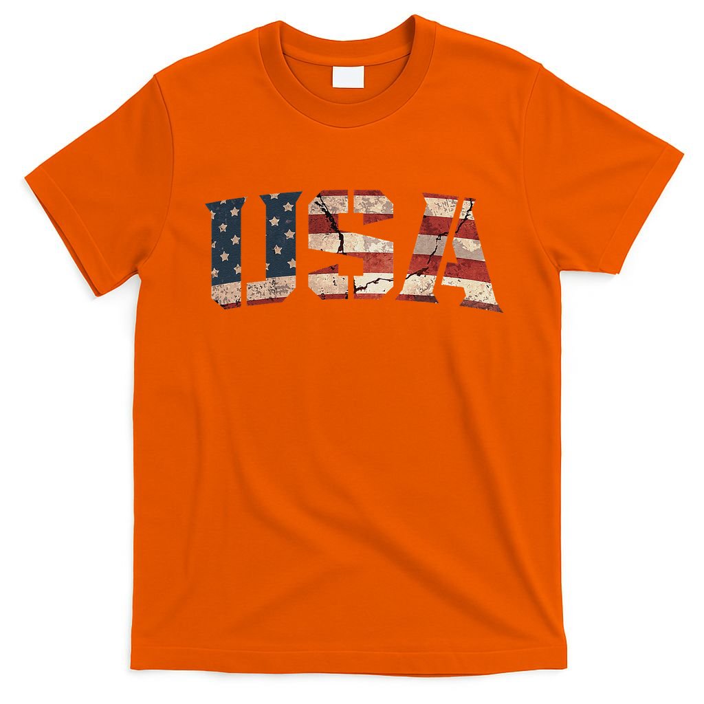 Usa Text Flag American Flag Patriotic 4th Of July T-Shirt