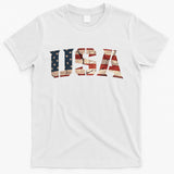 Usa Text Flag American Flag Patriotic 4th Of July T-Shirt