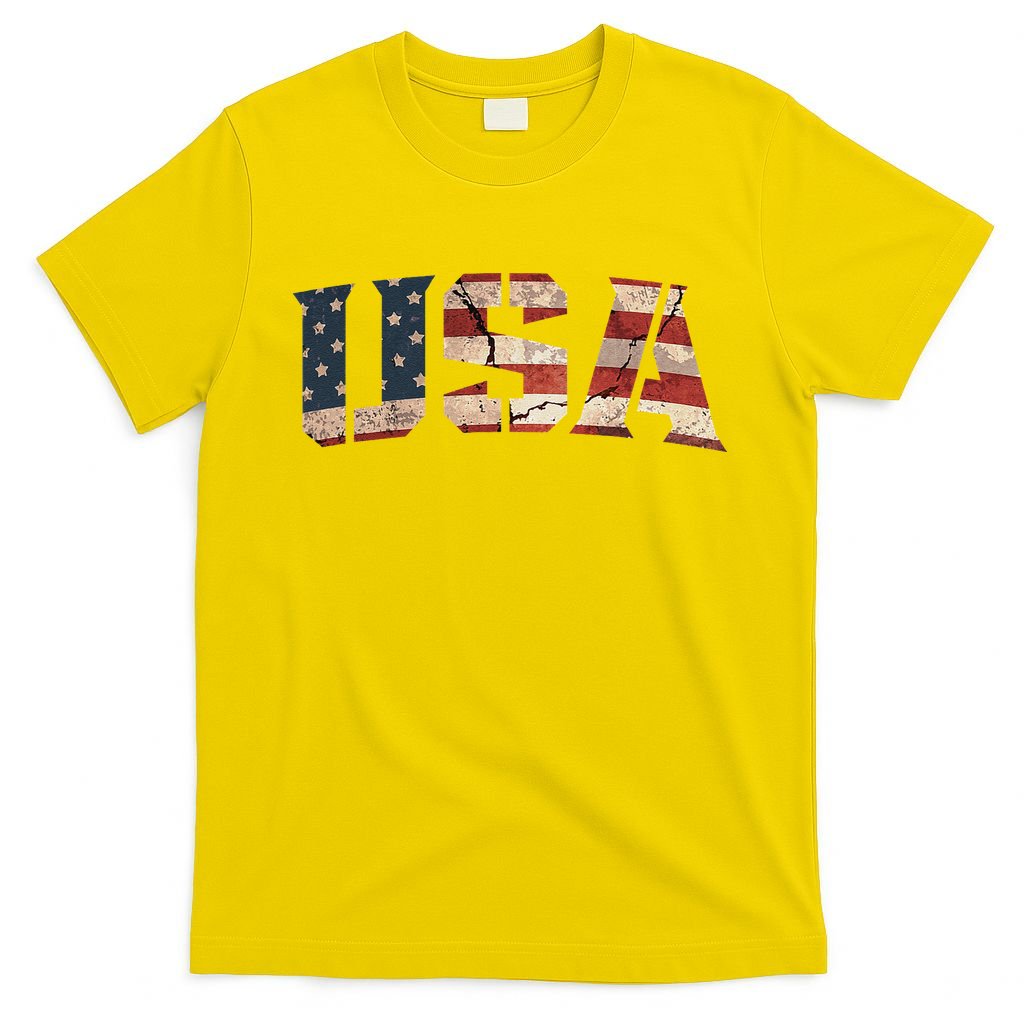 Usa Text Flag American Flag Patriotic 4th Of July T-Shirt