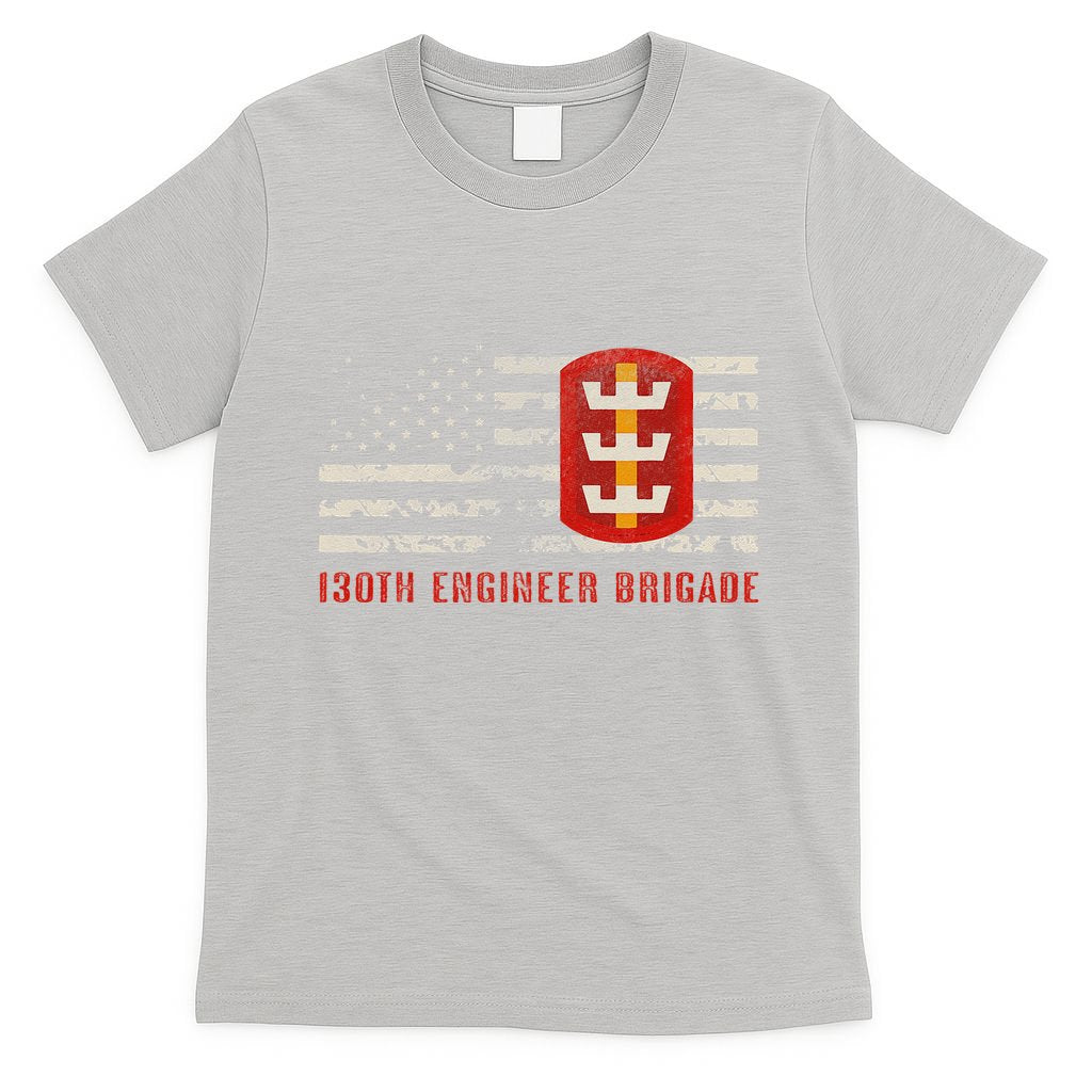 Vintage 130th Engineer Usa Brigade Usa Flag T-Shirt